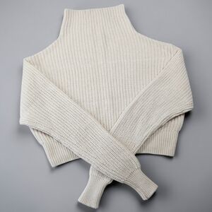 ​Wilfred Aritzia Merino Wool Chunky Knit Cropped Mock Neck Sweater Ivory XS
